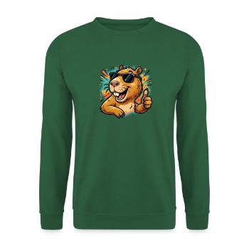 Cooles Capybara-Daumen-hoch süßes Tier-Meme-T-Shirt - Unisex Pullover - Grün - Vorne