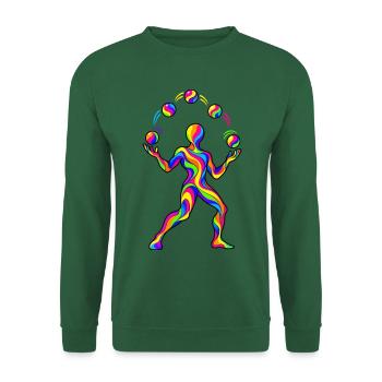 Psychedelischer Jongleur – Bunte Jonglage mit fünf - Unisex Pullover - Grün - Vorne