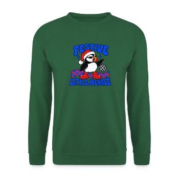 Festliche kleine Bedrohung Lustiger Weihnachtspuffin - Unisex Pullover - Grün - Vorne