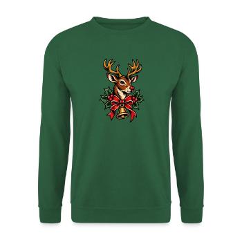 Festliche Rentiere mit Stechpalmenschleife - Unisex Pullover - Grün - Vorne