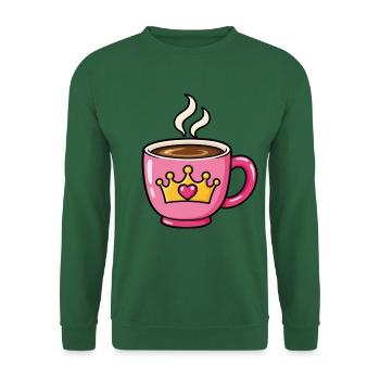 Prinzessinnen Kaffee – Rosa Tasse mit Krone - Unisex Pullover - Grün - Vorne