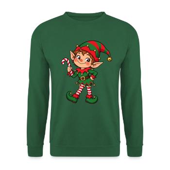 Freche Weihnachtselfe mit Zuckerstange - Unisex Pullover - Grün - Vorne