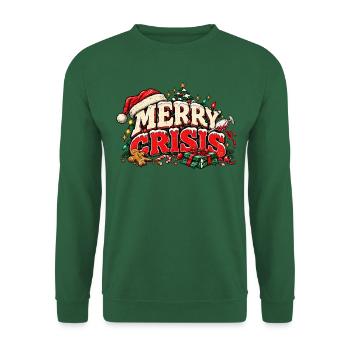 Merry Crisis – Lustiges Weihnachtsdesign - Unisex Pullover - Grün - Vorne