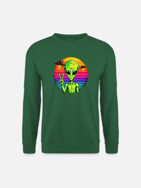 Psychedelisches Alien-Friedenszeichen - Unisex Pullover - Grün