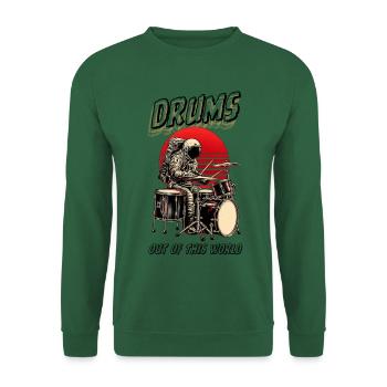 Astronaut Schlagzeug Drums Out of This World - Unisex Pullover - Grün - Vorne