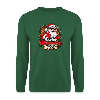 Cooler Weihnachts-Santa mit Geschenken - Unisex Pullover - Grün - Vorne