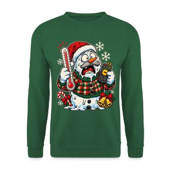 Christmas Schneemann Opa am Thermostat - Unisex Pullover - Grün - Vorne