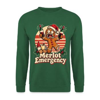 Christmas Lebkuchenmann Merlot Emergency - Unisex Pullover - Grün - Vorne