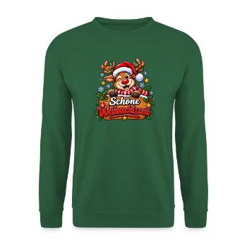 Schöne Weihnachtszeit Reh Motiv - Unisex Pullover - Grün - Vorne