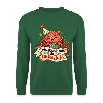 Stricken – Ich strick mir ein gutes Jahr - Unisex Pullover - Grün - Vorne