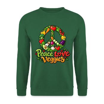 Peace Love Veggies – Vegan Vegetarisch Kochkunst - Unisex Pullover - Grün - Vorne