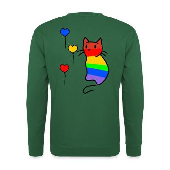 Katze Katzen Kitten LGBT Regenbogenfahne Liebe - Unisex Pullover - Grün - Hinten