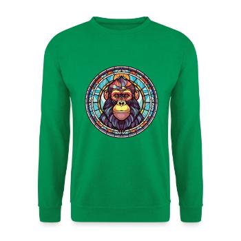 Affe buntes Aquarell Tier Haustier Illustration - Unisex Pullover - Kelly Green - Vorne