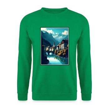 Chur Schweiz Vintage Reiseposter Souvenir - Unisex Pullover - Kelly Green - Vorne