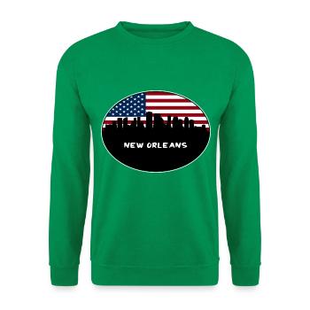 New Orleans Louisiana USA Flagge Skyline Reisen Souv - Unisex Pullover - Kelly Green - Vorne