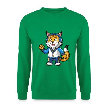Luchs Lustige Zeichentrickfigur Kopfhörermusik - Unisex Pullover - Kelly Green - Vorne