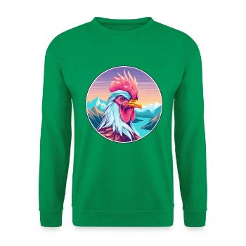 Hahn Aquarell Karikatur Kawaii Haustier Tier Farbe - Unisex Pullover - Kelly Green - Vorne