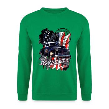 Vintage-Truck Patriot USA-Flagge - Unisex Pullover - Kelly Green - Vorne