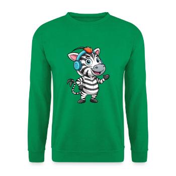 Zebra Lustige Zeichentrickfigur Kopfhörer Musik - Unisex Pullover - Kelly Green - Vorne
