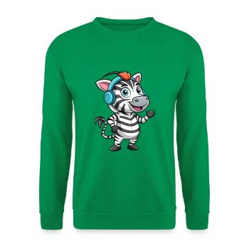 Zebra Lustige Zeichentrickfigur Kopfhörer Musik - Unisex Pullover - Kelly Green - Vorne