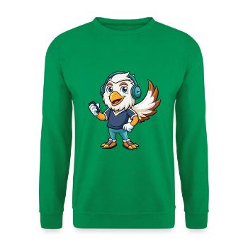Adler Lustige Zeichentrickfigur Kopfhörer Musik - Unisex Pullover - Kelly Green - Vorne