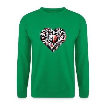 Geometrisches Herz: Ein großes Herz. - Unisex Pullover - Kelly Green - Vorne