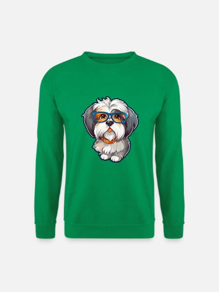 Havaneser Hund Rasse Aquarell Cartoon Kawaii Glas - Unisex Pullover - Kelly Green
