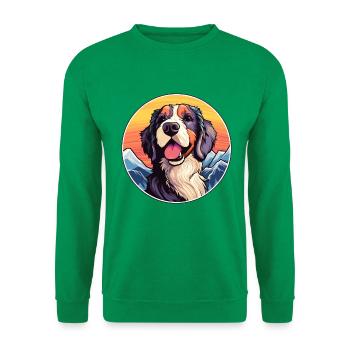 Stichelhaar Hunderasse Karikatur Kawaii Aquarell - Unisex Pullover - Kelly Green - Vorne