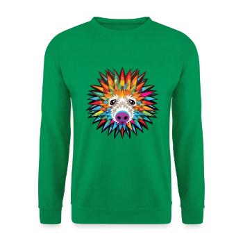 Stachelschwein buntes Aquarell Tier Illustration - Unisex Pullover - Kelly Green - Vorne
