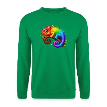Kawaii Chamäleon Regenbogen Bunt T-Shirt - Unisex Pullover - Kelly Green - Vorne