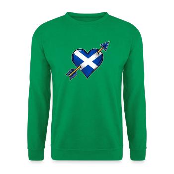 Schottland Flagge Herz mit Pfeil - Unisex Pullover - Kelly Green - Vorne