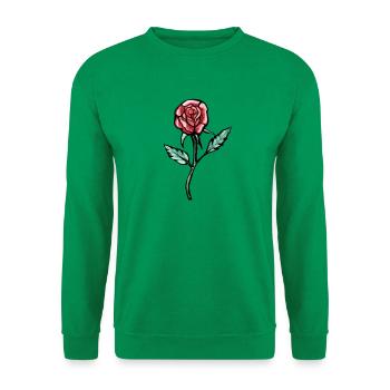 Crimson Rose Skizze auf Schwarz - Unisex Pullover - Kelly Green - Vorne