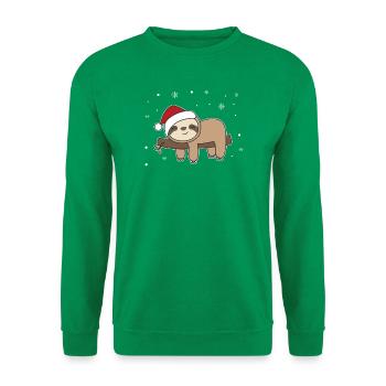 Merry Slothmas lustiges Faultier zu Weihnachten - Unisex Pullover - Kelly Green - Vorne