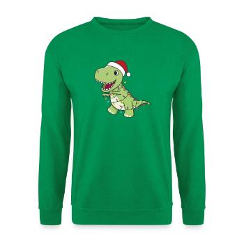 Dinosaurier Weihnachten Schnee Winter T-Rex Dino - Unisex Pullover - Kelly Green - Vorne