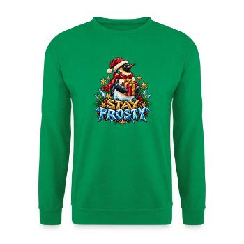 Stay Frosty Pinguin Weihnachten Low Poly Geschenk - Unisex Pullover - Kelly Green - Vorne