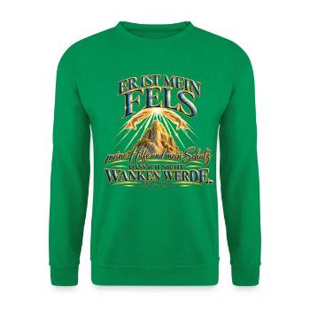 Er ist mein Fels Psalm 62,2 - Unisex Pullover - Kelly Green - Vorne