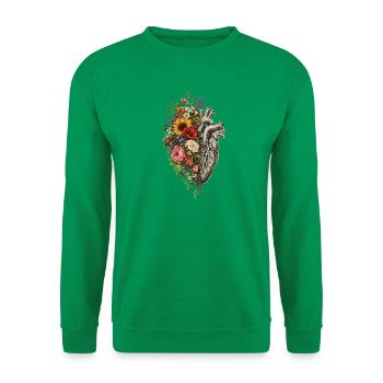 Blütenherz: Florales Anatomie-Design - Unisex Pullover - Kelly Green - Vorne