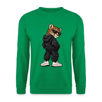 Leopard im Streetstyle – Urbaner Wildkatzenlook - Unisex Pullover - Kelly Green - Vorne