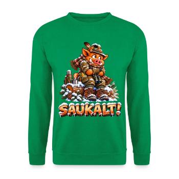Saukalt! Frierendes Wildschwein, Lustiges Jagd - Unisex Pullover - Kelly Green - Vorne