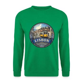 Lissabon Portugal Reiseabzeichen Tram 28 Souvenir - Unisex Pullover - Kelly Green - Vorne