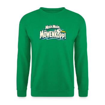 Moin Moin Möwenkopp Norddeutschland Küstenkind - Unisex Pullover - Kelly Green - Vorne