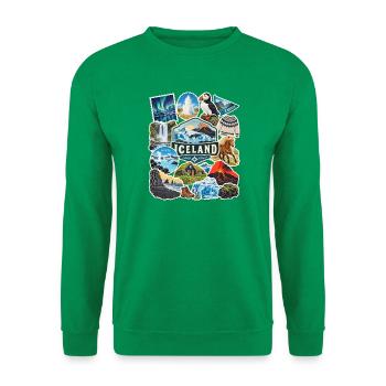 Island Reisesticker - Unisex Pullover - Kelly Green - Vorne