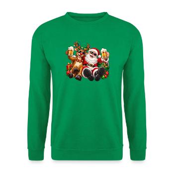 Santa und Rentier Festliche Feier - Unisex Pullover - Kelly Green - Vorne