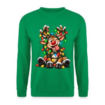 Tanzendes Rentier mit Lichterketten - Unisex Pullover - Kelly Green - Vorne