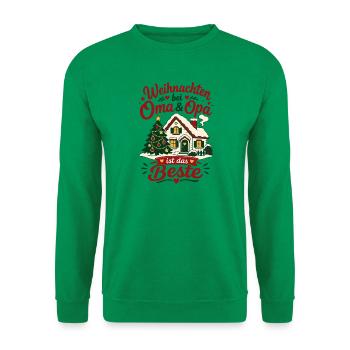 Weihnachten bei Oma und Opa Enkel Kinder - Unisex Pullover - Kelly Green - Vorne