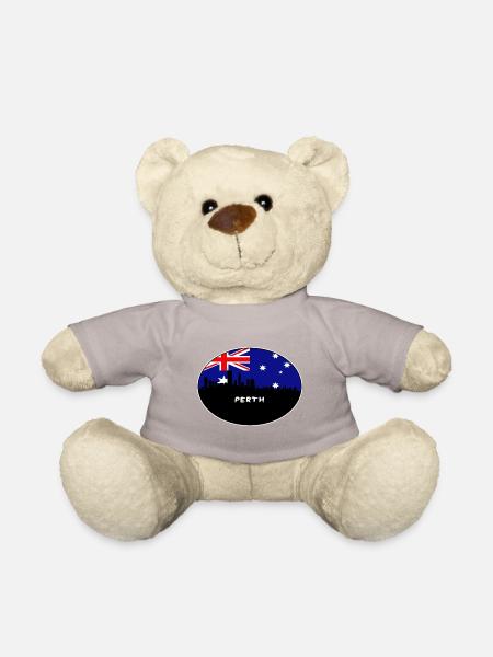 Perth-Australien-Flaggen-Skyline-Schattenbild-Reise - Teddy - Taupe