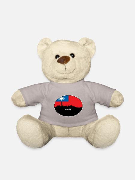 Taipeh-Taiwan-Flaggen-Skyline-Schattenbild-Reise - Teddy - Taupe - Vorne