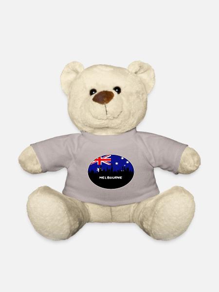 Melbourne-Australien-Flaggen-Skyline-Schattenbild-Reise - Teddy - Taupe