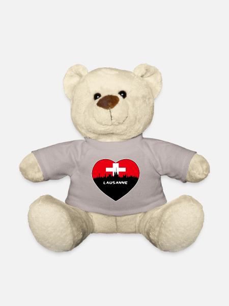 Flaggen-Skyline-Reise-Andenken Lausannes die Schweiz - Teddy - Taupe