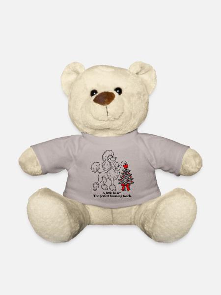 Pudel fügt dem Weihnachtsbaum ein Herz hinzu - Teddy - Taupe